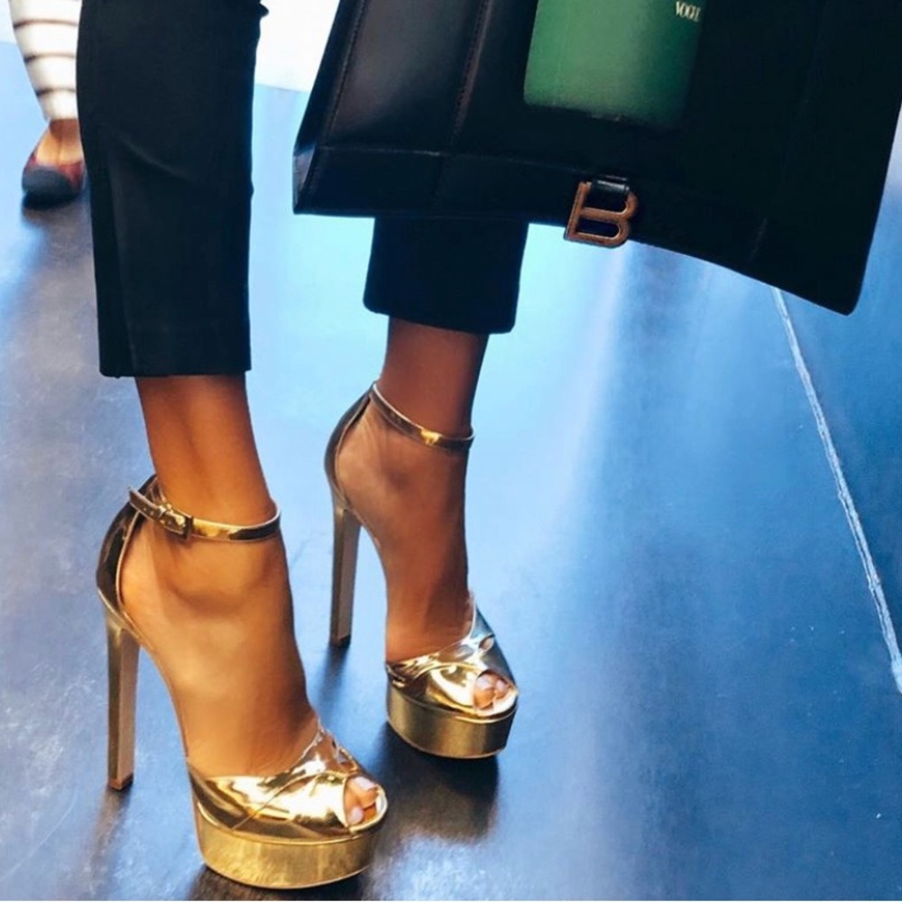 Ruthie Davis Tiara Gold Mirror Sandal